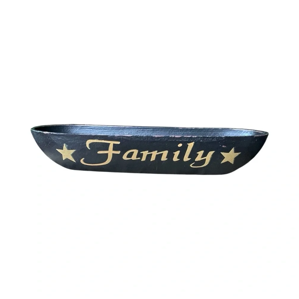 Primitive Wooden Bowls 3 PCs Faith Simplify Believe Family Rustic Country 11